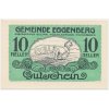 Rakousko, nouzová bankovka 10 h, Eggenberg, 1920, krásný stav UNC