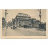 49 - Praha, oživená partie před Národním divadle, koně, Nakl. K. Bellmann, cca 1909