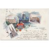 49 - Praha, 4 - záběrová koláž, "Pozdrav z Královských Vinohradů", cca 1899