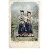 Pozdrav z Chebska, dívky v krojích, ca 1900