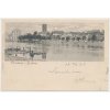 29 - Kolín, oživená partie u řeky s pohledem na město, cca 1898