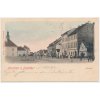 54 - Příbramsko, Dobříš, oživené náměstí, nakl. B. Lewinský, cca 1900