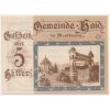 Rakousko, nouzová bankovka 5 h, Haid, 1920, krásný stav UNC