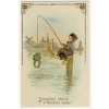 Srdečné přání k Novému roku, malý rybář, ca 1910