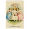 Srdečné přání, tři děvčátka, ca 1910