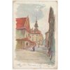 49 - Praha, oživená partie před staronovou Synagogou a židovskou radnicí, cca 1899