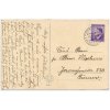Blahopřejná pohlednice, "Srdečné přání ", čtyřlístky, podkova, cca 1942