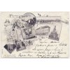34 - Lounsko, Cítoliby, 7 - mi záběrová koláž s dominantami města, cca 1899, vada