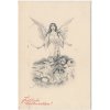 Vánoční přání, Fröhliche Weihnachten, Andělé, cca 1914