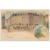 Německo, Dresden, koláž "Gruss aus Hotel Fürst Bismarck Dresden", cca 1899