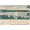 Německo, Wannsee, Panorama von Osten, plachetnice na jezeře, cca 1901