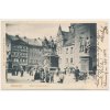 Německo, Chemnitz, Markt mit Denkmälern, oživené náměstí, cca 1904