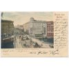Německo, Berlín, Weidendammer Brücke m. Friedrichstrasse, oživená ulice, tramvaje, cca 1901
