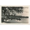 09 - Chomutov, oživená partie s loďkou na rybníku, cca 1950