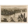 49 - Praha, pohled na Hradčany, most s tramvají, cca 1937