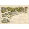 Německo, Hannover, 3 záběrová koláž, Palmenhaus, Schloss Herrenhausen..., cca 1900