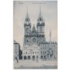 49 - Praha, oživená partie před kostelem Panny Marie v Týně, cca 1906
