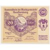 Rakousko, nouzová bankovka 20 h, Senftenberg, 1920, krásný stav UNC
