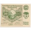 Rakousko, nouzová bankovka 20 h, Senftenberg, 1920, krásný stav UNC