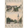 44 - Pardubicko, Horní Jelení, 2 záběrová koláž, ulice, kostel.., 1912
