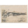 11 - Českolipsko, Hamr na Jezeře, loďky na břehu jezera, hotel..., cca 1922