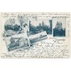 34 - Lounsko, Slavětín, 5 - ti záběrová koláž, mj. kostel, náměstí..., cca 1903