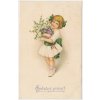 Srdečné přání, holčička s květinami, cca 1922