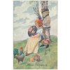 Sváteční pohlednice s lidovou tématikou, Veselé velikonoce, cca 1924