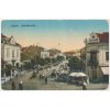 Ukrajina, Užhorod (Ungvár), Széchényi-tér, oživená ulice, cca 1920