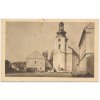 34 - Lounsko, Velká Černoc, partie z náměstí s kostelem, cca 1948