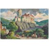 02 - Berounsko, Karlštejn, oživený pohled na hrad v XVI. století, cca 1925