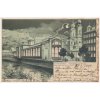 25 - Karlovy Vary (Karlsbad), Sprudel Colonnade, tzv. Světelná pohlednice, Při pohledu proti světlu svítí všechny okna, cca 1904