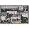 66 - Trutnovsko, Dvůr Králové nad Labem, 6-ti záběrová koláž, Grand hotel, náměstí, radnice..., cca 1915