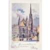Rakousko, Wien, Stephans Kirche, oživená partie před kostelem, cca 1904