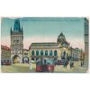 49 - Praha, Prašná brána a representační dům, oživená partie s tramvajemi, cca 1906