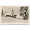 75 - Žďársko, Buchtův kopec, zimní partie s chatou, cca 1949