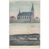 40 - Nymbursko, Milovice, 2 záběr, Vojenský tábor, Kostel, cca 1909