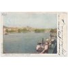 49 - Praha, Pohled z Palackého nábřeží, partie s parníky, cca 1906