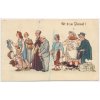 Blahopřejná pohlednice s gratulanty, "Ať žije Josef!", cca 1948