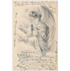Námětová vánoční pohlednice s andělem, "Fröhliche Weihnachten!", 1904