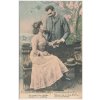 Milostná pohlednice, "Schůzka zamilovaných v parku", cca 1903