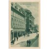 34 - Lounsko, Žatec (Saaz), oživená ulice, "Blick ins Bankviertel", cca 1927
