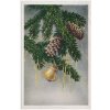 Námětová vánoční pohlednice, větvička, zvoneček, šišky..., cca 1941