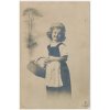 Námětová pohlednice, Holčička s košíkem, cca 1911