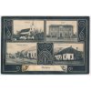 74 - Znojemsko, Rakšice, 4 záběrová koláž, mj. Hostinec, škola, kostel..., 1909