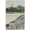 02 - Berounsko, Žebrák, 2 záběr, oživená partie před Hostincem, Hrad, 1919