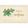 Vánoční zlacená koláž, Fröhliche Weihnachten, prošlá poštou 1906