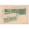 44 - Pardubicko, Zdechovice, 2 okénková koláž, celkový pohled, kostel, cca 1906