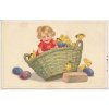Velikonoční pozdrav, Holčička v košíku s kuřátky, cca 1943