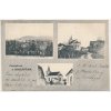 12 - Českobudějovicko, Chrášťany, 3 okénkový záběr oživených partií obce, cca 1917